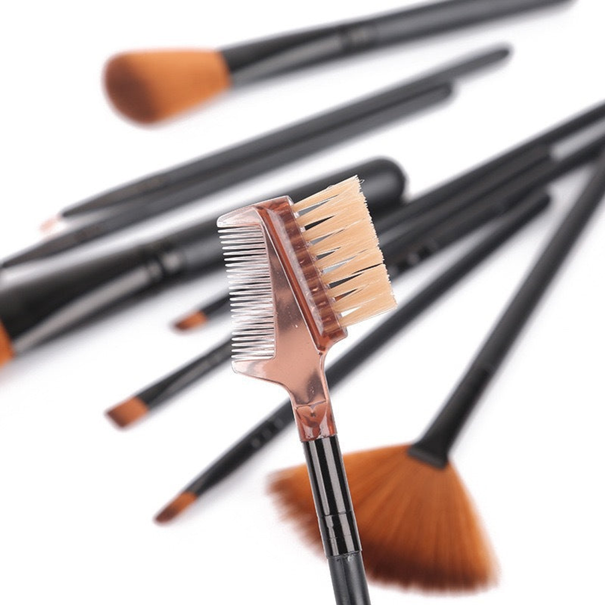 Dual-ended eyebrow comb and brush from the black NZ makeup brush set